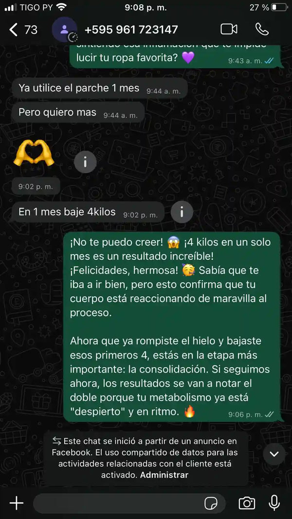 Testimonio WhatsApp Slim Patch